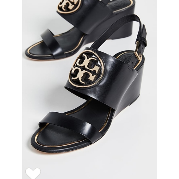 New Black Tory Burch Metal Miller 65mm Wedge Sandal size 8.5 - Picture 10 of 11